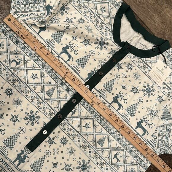 NWT Hearth & Hand Men's Good Tidings Union Suit Green Cream Size XL - Picture 8 of 11